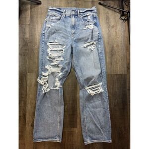 American Eagle Highest Rise 90s Boyfriend Distressed Light Wash Jeans Size 6